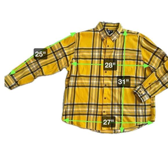 Lands’ End Men’s Yellow Plaid Flagship Flannel Shirt Size XXL NEW w/o Tags - Picture 3 of 10